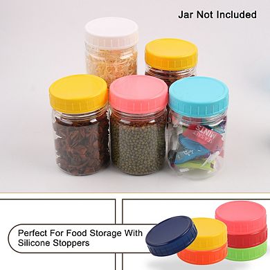 6 Pcs Colored Plastic Mason Jar Lids for Wide Mouth Mason Canning Jars Cup