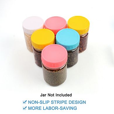 6 Pcs Colored Plastic Mason Jar Lids for Wide Mouth Mason Canning Jars Cup