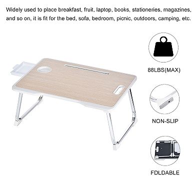 Foldable Laptop Bed Desk Table with Notebook Stand Drawer Cup Holder