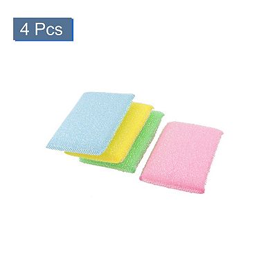 4 Pcs Assorted Color Scrub Sponge Padded Dish Pad Bowl Cup Cleaner