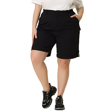 Plus Size Short for Women Jogger Cargo Pocket Track Midi Short Pant