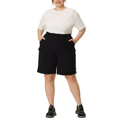 Plus Size Short for Women Jogger Cargo Pocket Track Midi Short Pant