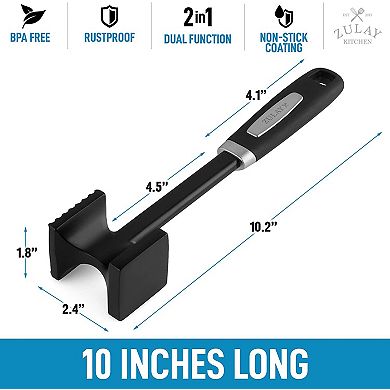 Zulay Kitchen Meat Tenderizer Hammer (Black) - 10 Inch