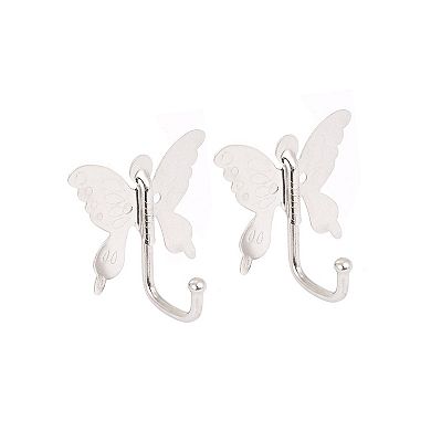 Bedroom Bathroom Butterfly Style Wall Mounted Cloth Towel Hook Hanger 2pcs