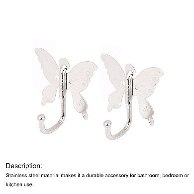 Bedroom Bathroom Butterfly Style Wall Mounted Cloth Towel Hook Hanger 2pcs