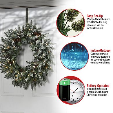 National Tree Company 30-in. Feel Real® Snowy Morgan Spruce Artificial Wreath with Twinkly™ Lights