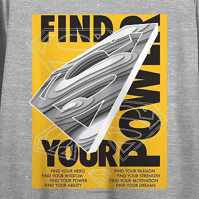 Juniors' Superman Find Your Power Graphic Tee