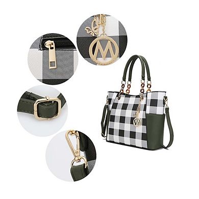 MKF Collection Mariely Checker Womens Tote Handbag with Wallet Set by Mia K