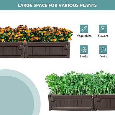 Raised Garden Bed Kit Outdoor Planter Box with Open Bottom Design-Brown