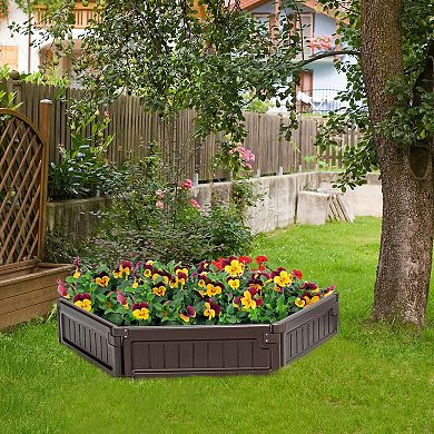 Raised Garden Bed Kit Outdoor Planter Box with Open Bottom Design-Brown