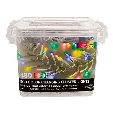 Kurt Adler 480-Light RGB LED Connectable Cluster String Light Garland