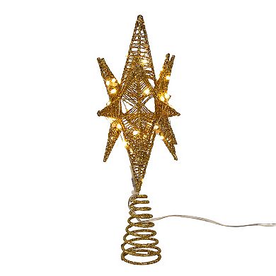 Kurt Adler Twinkling Gold Starburst LED Pre-Lit Tree Topper