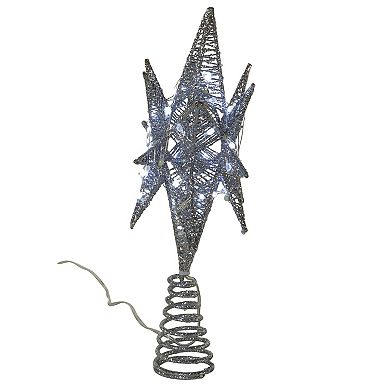 Kurt Adler Silver Starburst Twinkling LED Pre-Lit Tree Topper