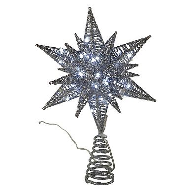 Kurt Adler Silver Starburst Twinkling LED Pre-Lit Tree Topper