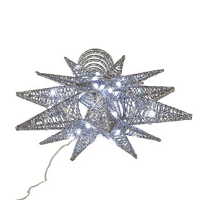 Kurt Adler Silver Starburst Twinkling LED Pre-Lit Tree Topper