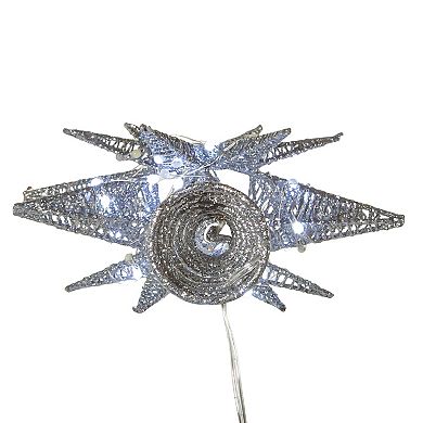 Kurt Adler Silver Starburst Twinkling LED Pre-Lit Tree Topper