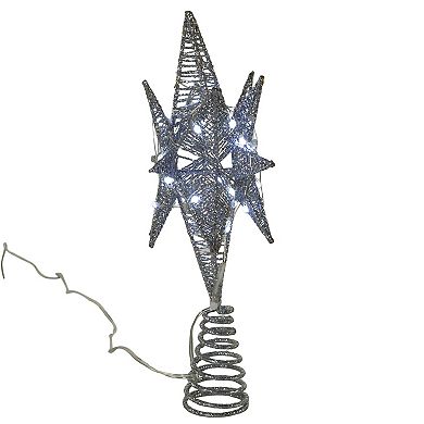 Kurt Adler Silver Starburst Twinkling LED Pre-Lit Tree Topper