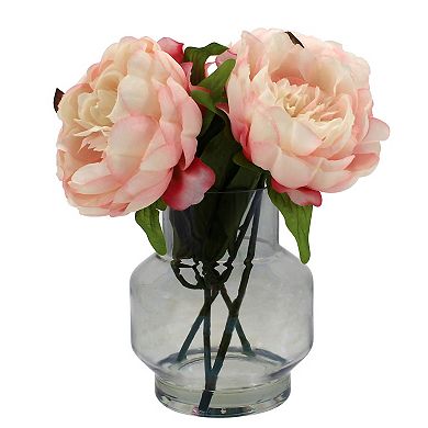 Sonoma Goods For Life® Artificial Pink Peony in Iridescent Vase Floral Arrangement Table Decor