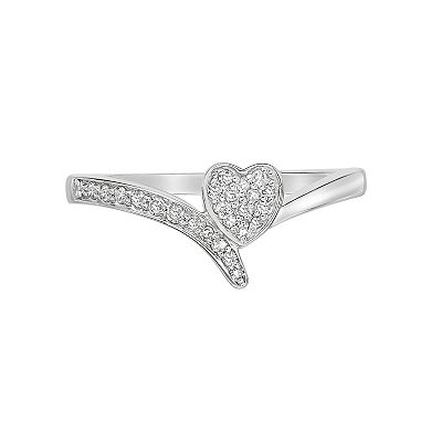 Gemminded Sterling Silver 1/6 Carat T.W. Diamond Heart Promise Ring