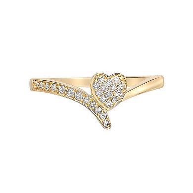 Gemminded 18k Gold Over Sterling Silver 1/6 Carat T.W. Diamond Heart Promise Ring