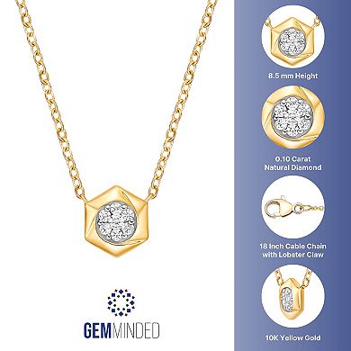 Gemminded 10k Gold 1/10 Carat T.W. Diamond Hexagon Pendant Necklace