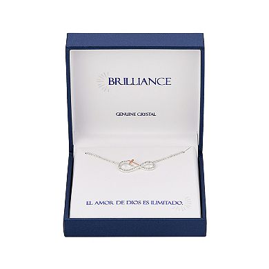 Brilliance Crystal Two Tone Infinity Cross Necklace