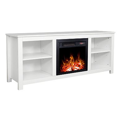 Classic 4 Cubby Fireplace TV Stand , White