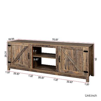 Farmhouse TV Stand,  Wood Entertainment Center Media Console with Storage