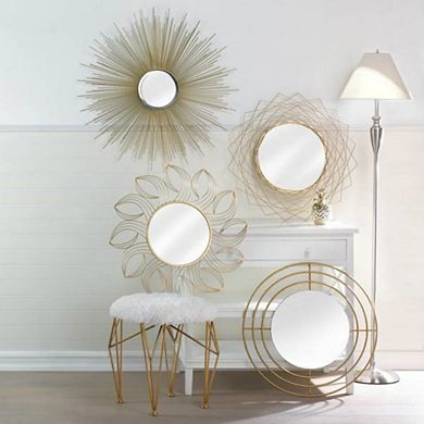 Metal Petals Golden Wall Mirror