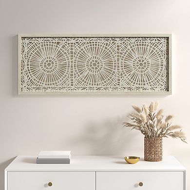 INK+IVY Henna Framed Medallion Rice Paper Shadow Box Wall Decor