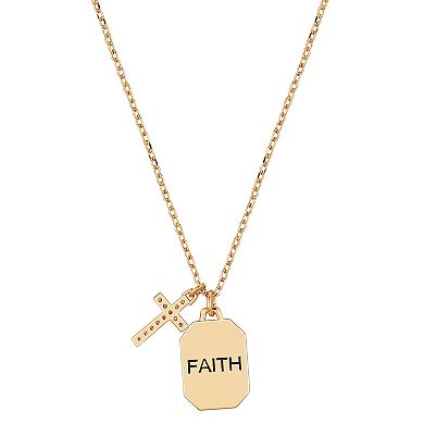 Brilliance 14k Gold Flash Plated Cubic Zirconia Cross Mark 10:27 "Faith" Pendant Necklace