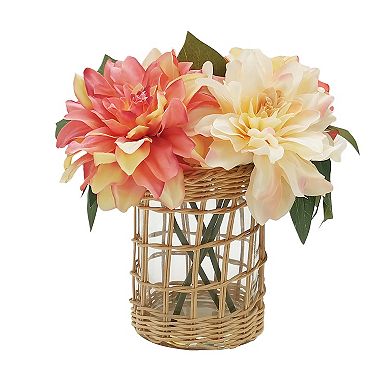 Sonoma Goods For Life® Faux Flowers in Wicker Wrapped Glass Vase
