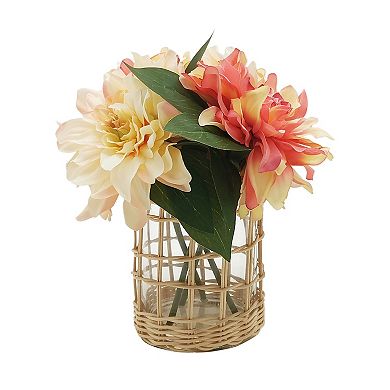 Sonoma Goods For Life® Faux Flowers in Wicker Wrapped Glass Vase