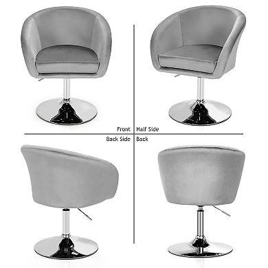 360 Degree Swivel Makeup Stool Accent Chair with Round Back and Metal Base