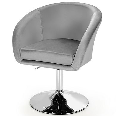 360 Degree Swivel Makeup Stool Accent Chair with Round Back and Metal Base