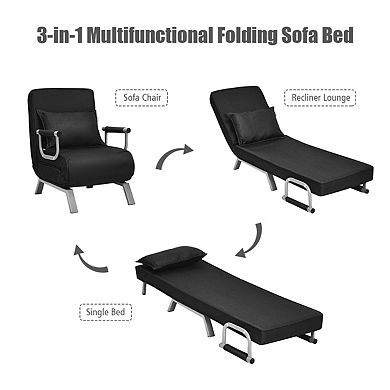 Folding 6 Position Convertible Sleeper Bed Armchair Lounge Couch with Pillow