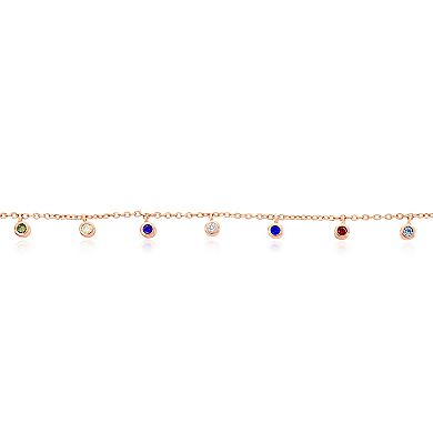 Argento Bella Rainbow Cubic Zirconia Charms Anklet