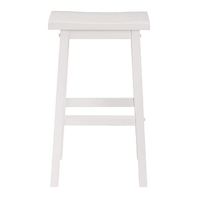 Pj Wood Classic 29 Inch Saddle Seat Kitchen Bar Counter Stool, White (4 Pack)