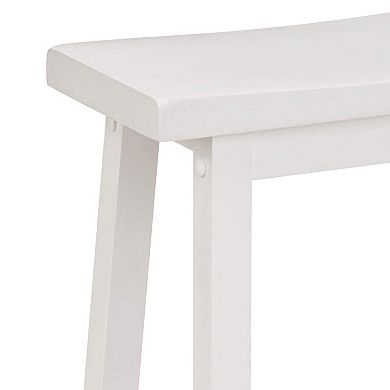 Pj Wood Classic 29 Inch Saddle Seat Kitchen Bar Counter Stool, White (4 Pack)