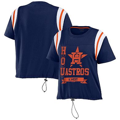 Women's WEAR by Erin Andrews Navy Houston Astros Cinched Colorblock T-Shirt