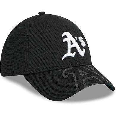 Men's New Era Black Oakland Athletics Top Visor 39THIRTY Flex Hat