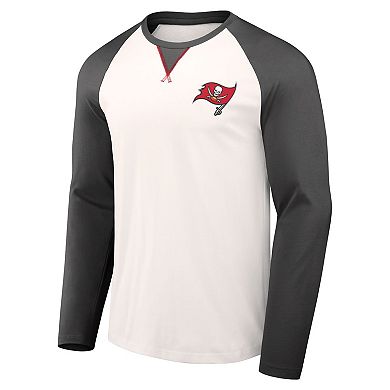 Men's NFL x Darius Rucker Collection by Fanatics Cream/Pewter Tampa Bay Buccaneers Long Sleeve Raglan T-Shirt
