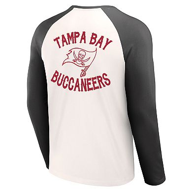 Men's NFL x Darius Rucker Collection by Fanatics Cream/Pewter Tampa Bay Buccaneers Long Sleeve Raglan T-Shirt