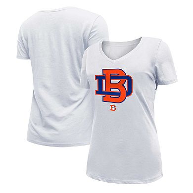 Women's New Era White Denver Broncos City Originals V-Neck T-Shirt