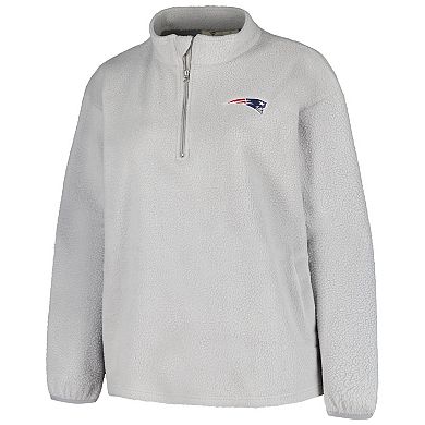 Women's Profile Gray New England Patriots Plus Size Sherpa Quarter-Zip Jacket