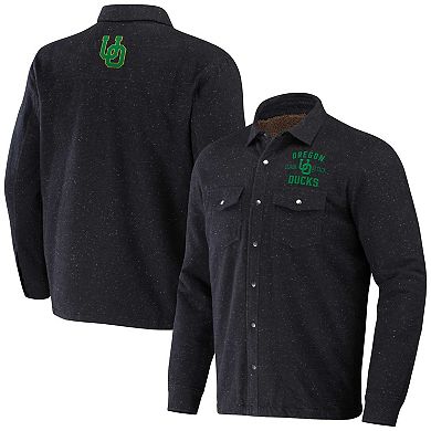 Men's Darius Rucker Collection by Fanatics  Heather Charcoal Oregon Ducks Sherpa-Lined Full-Snap Shacket