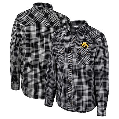 Men's Colosseum x Wrangler  Black Iowa Hawkeyes Plaid Western Long Sleeve Snap-Up Shirt