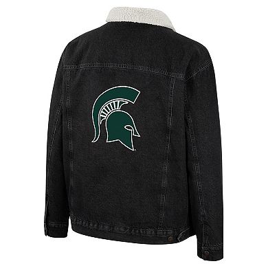 Men's Colosseum x Wrangler Charcoal Michigan State Spartans Western Button-Up Denim Jacket