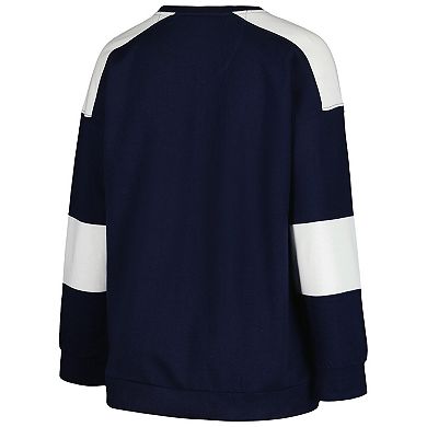 Women's Profile Navy Notre Dame Fighting Irish Plus Size Striped Pullover Sweatshirt