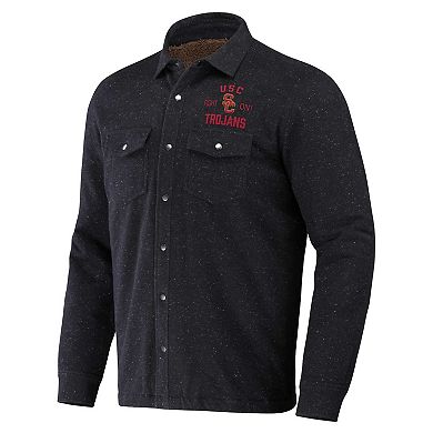 Men's Darius Rucker Collection by Fanatics  Heather Charcoal USC Trojans Sherpa-Lined Full-Snap Shacket